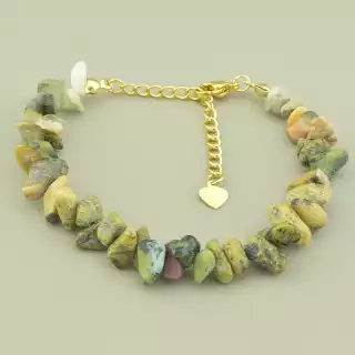 Браслет з самоцвітами крихітка (17 см, різнокольоровий, позолота 18к, карабін)