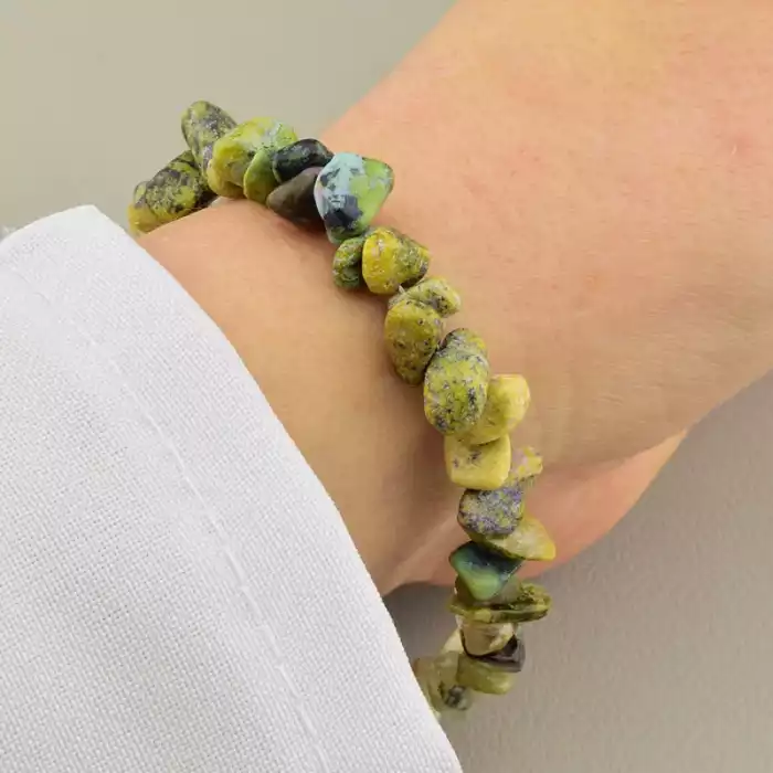 🏷️️ Браслет з самоцвітами крихітка (17 см, різнокольоровий, позолота 18к, карабін) ss_104745