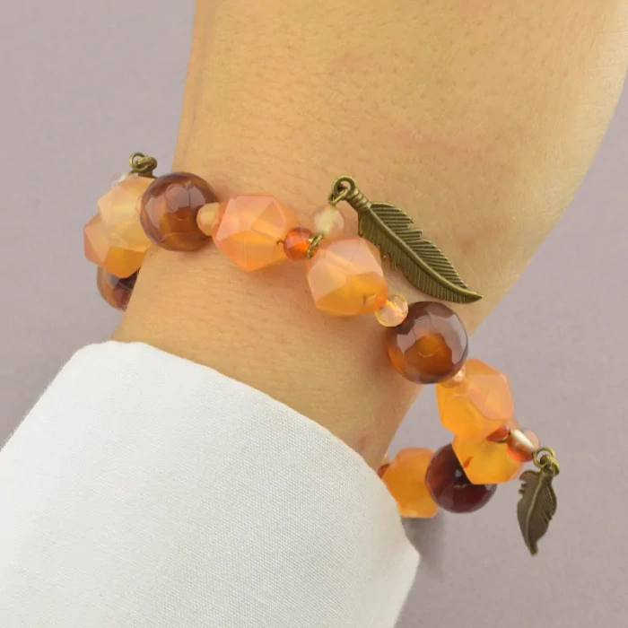 🏷️️ Браслет резинка Сердолік 20 см. ss_89833