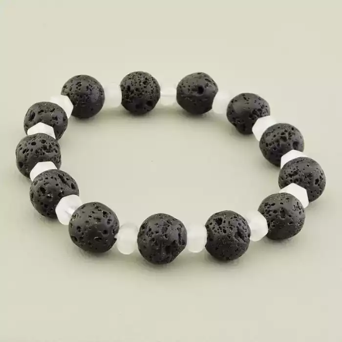 🏷️️ Браслет на резинці Лава, Рожевий кварц 17 см ss_105863