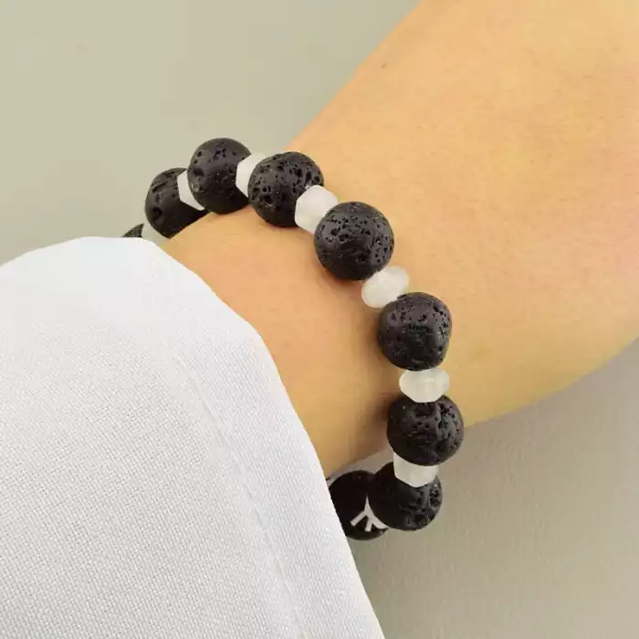 🏷️️ Браслет на резинці Лава, Рожевий кварц 17 см ss_105863