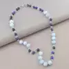 🏷️️ Намисто Аквамарин, Лазурит, Гірський кришталь 61 см. (срібло 925 проба) F-91081