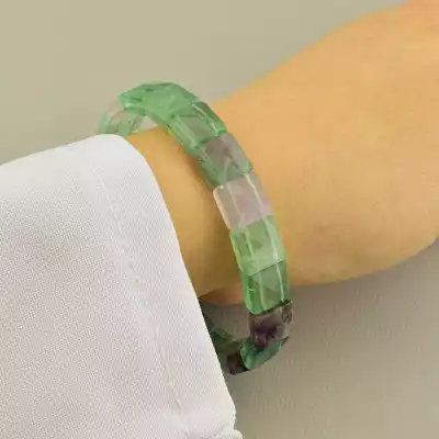 🏷️️ Браслет на резинці Флюоріт 19.5 см F-106580