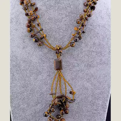 🏷️️ Намисто Тигрове око 62 см F-11753