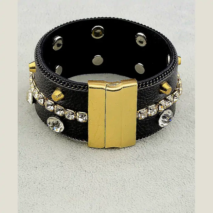 🏷️️ Браслет на магнітній застібці Сrystal 19 см шкіра ss_32895