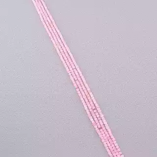 Намистини Рожевий кварц 39 см на нитці (натуральне каміння, без застібки) грановані квадратні