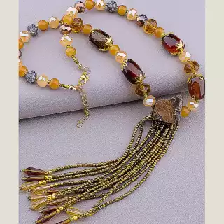 Намисто Тигрове око, Чеський кришталь 43 см