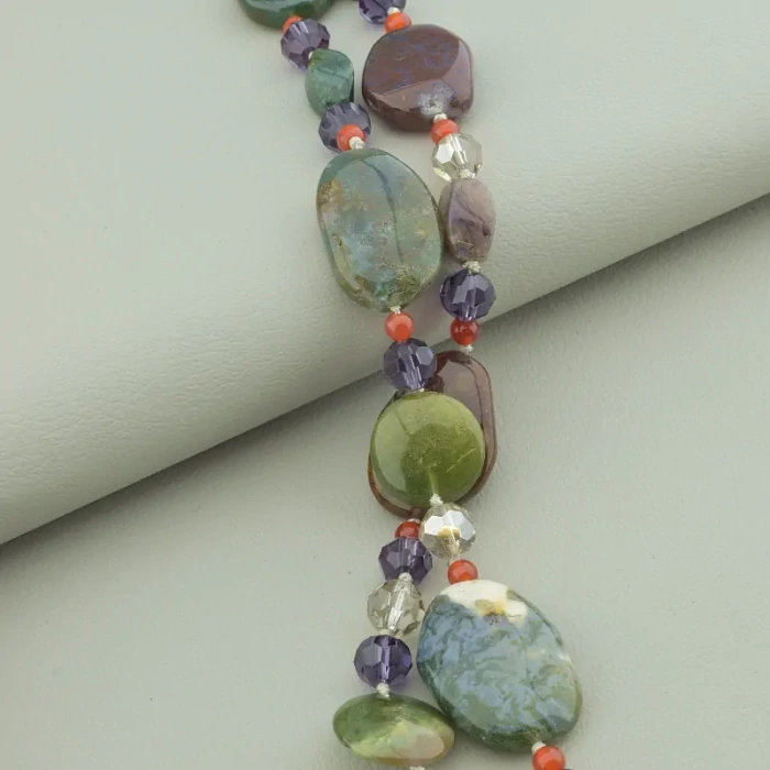 🏷️️ Намисто Яшма, Сердолік, Чеський кришталь 55 см ss_52637