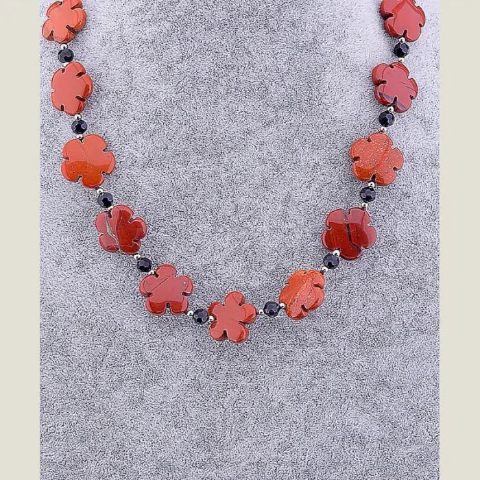 🏷️️ Намисто Яшма, Чеський кришталь 50 см (червоне) ss_52939