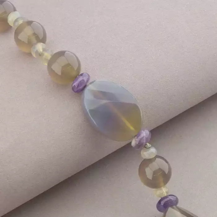🏷️️ Намисто Агат, Аметист 68 см ss_53557