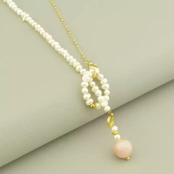 🏷️️ Підвіска Перли, Морганіт 45 см. ss_102048