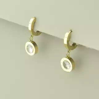 Сережки кільця Xuping Фіаніт (позолота 18к лимонна)