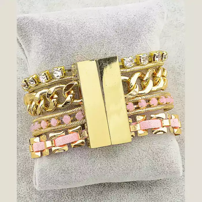 🏷️️ Браслет з магнітною застібкою Сrystal 19 см (позолота 18к) ss_18334