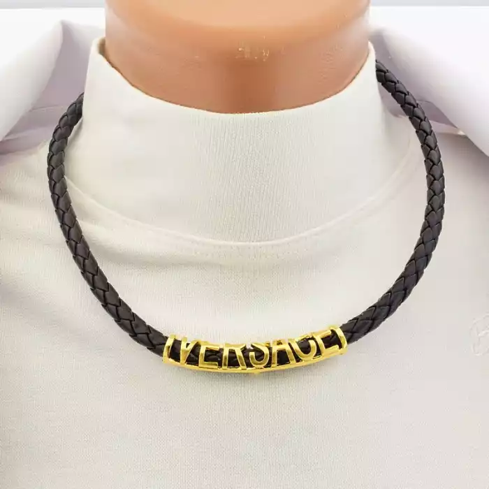 🏷️️ Підвіска Fashion Versace чорна з лимонною позолотою, 46 см ss_104546