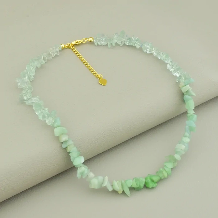 🏷️️ Підвіска з аквамарином крихітка (38 см, синьо-зелена, позолота 18к, карабін) ss_104746