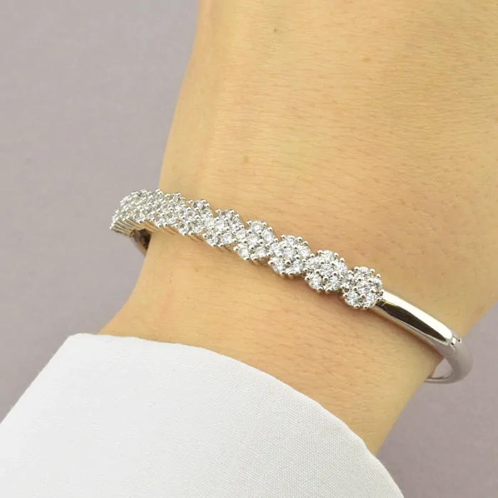 🏷️️ Браслет шарнірний Xuping Фіаніт 17 см (родій) ss_58609