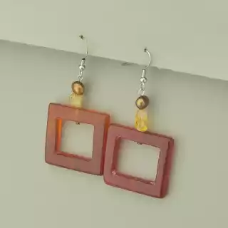 Сережки петля Сердолік, Цитрин, Перли (срібло 925 проба)