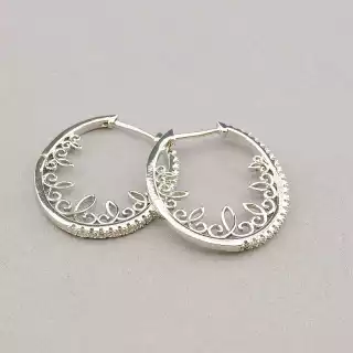 Сережки кільця Pataya Фіаніт (родій)