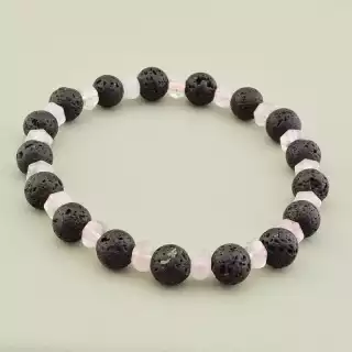 Браслет на резинці Лава, Рожевий кварц 21 см