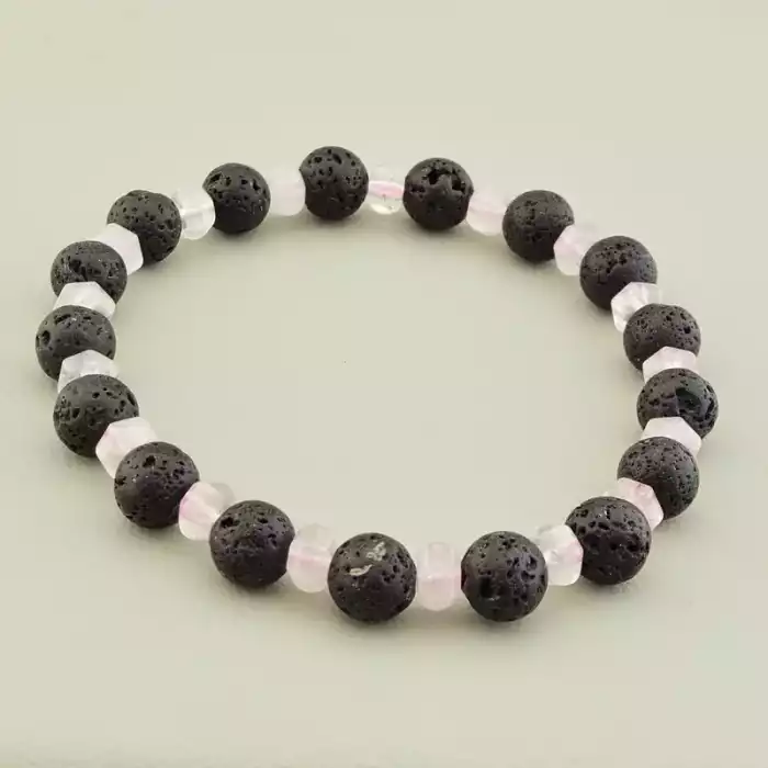 🏷️️ Браслет на резинці Лава, Рожевий кварц 21 см ss_105864