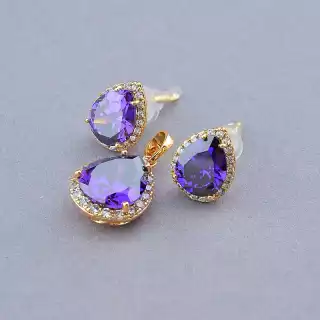 Сережки + Кулон XUPING Фіаніт (позолота 18к)