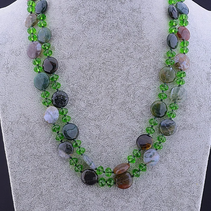 🏷️️ Намисто Яшма, Чеський кришталь 124 см ss_81600