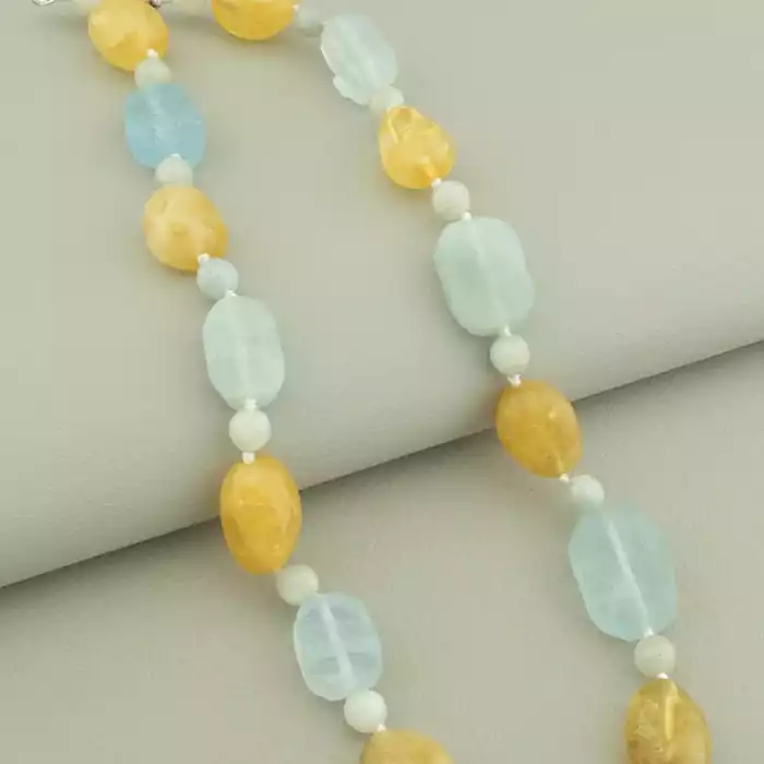 🏷️️ Намисто Аквамарин, Цитрін 42 см. ss_98564