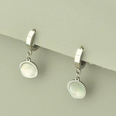 Сережки Stainless Steel Перламутр (родій)