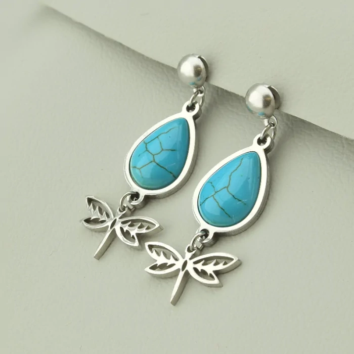 Сережки Stainless Steel Бірюза ss_62594 ss_62594