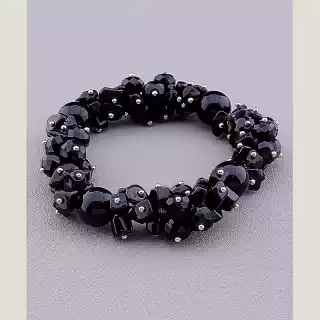 Браслет резинка Агат, Чеський кришталь 18 см