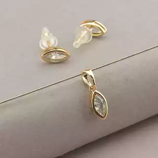 Сережки + Кулон Xuping Фіаніт (позолота 18к)