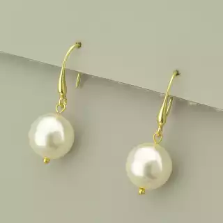 Сережки класичні петля шарики Майорка (позолота 18к лимонна)