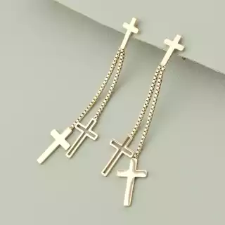Сережки хрести пусети Xuping (позолота 18к (рожева))