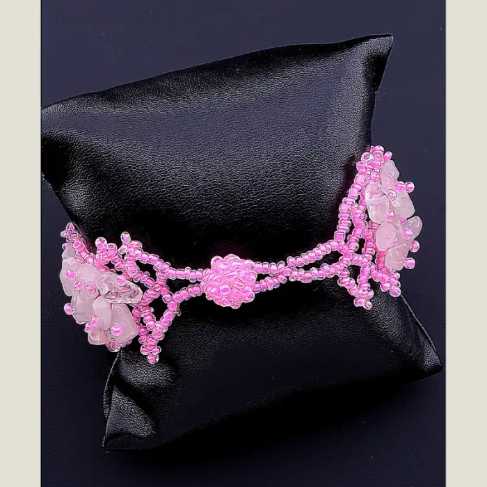 🏷️️ Браслет петля Рожевий кварц 17 см ss_68529