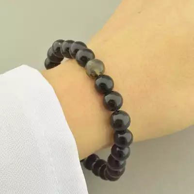 🏷️️ Браслет резинка з шунгітом та лабрадором (18 см) F-104647