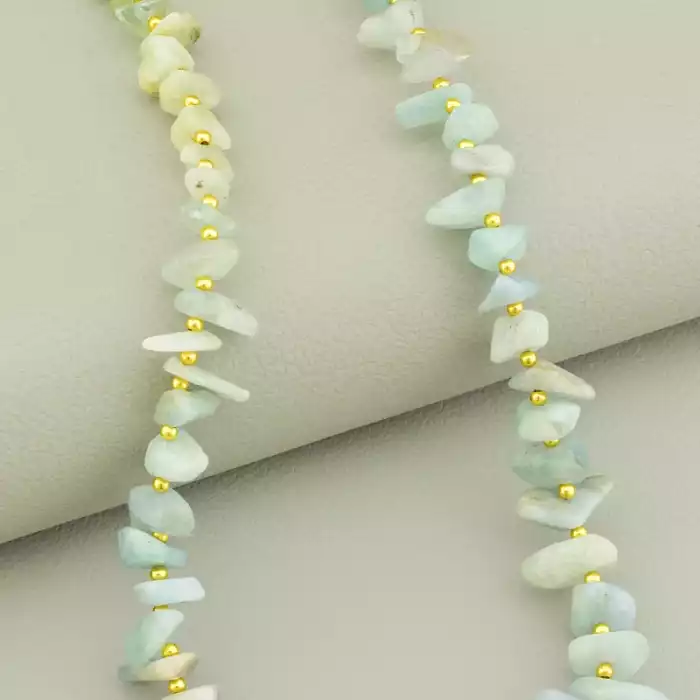 🏷️️ Підвіска з аквамарином крихітка (40 см, синя, позолота 18к, карабін, 12х7 мм) ss_104747