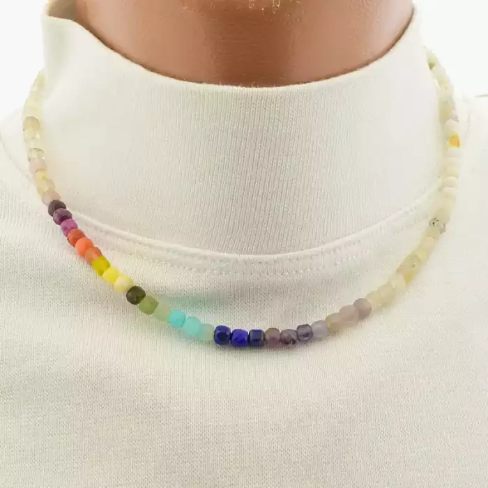 🏷️️ Підвіска Самоцвіти Срібло (39 см, карабін, різнокольоровий, срібний) ss_104947