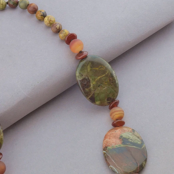 🏷️️ Намисто Яшма, Сердолік 52 см. ss_90507