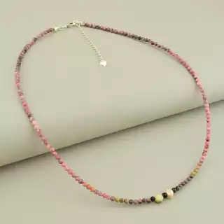 Підвіска Родоніт, Шпінель 43 см срібло (925)