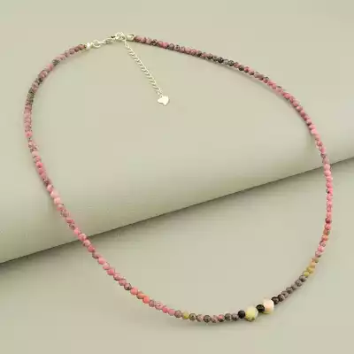 Підвіска Родоніт, Шпінель 43 см срібло (925)