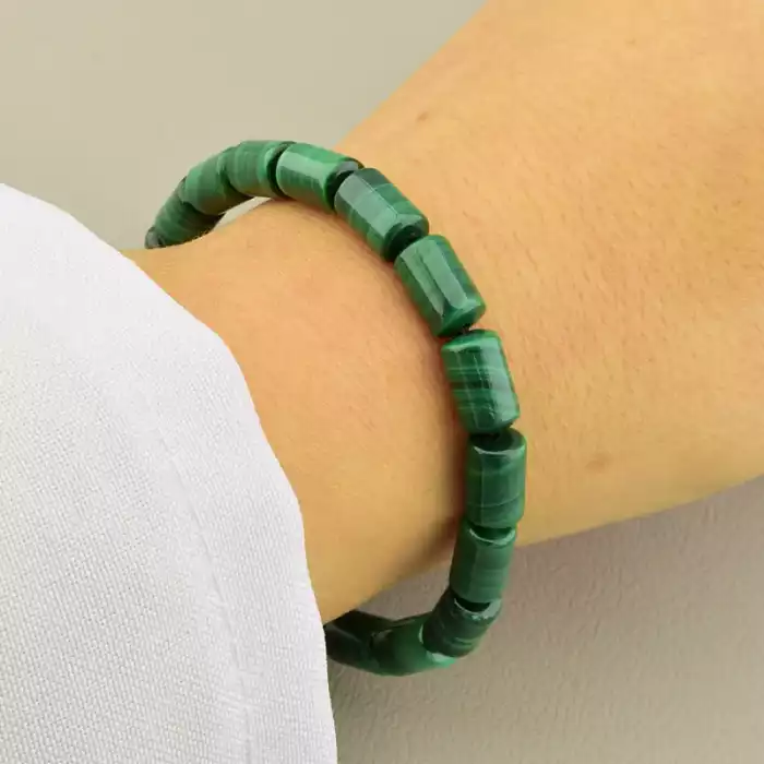 🏷️️ Браслет на резинці Малахіт 17 см F-105765