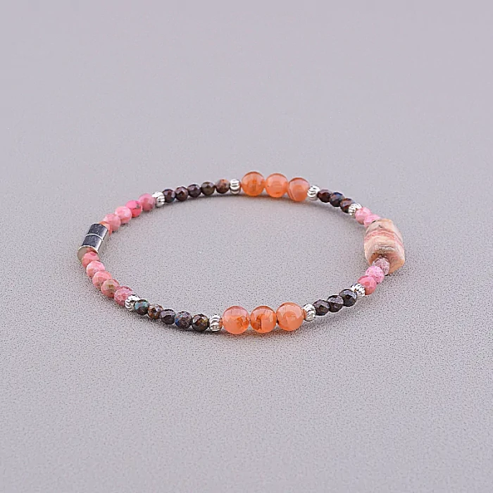 🏷️️ Браслет на магнітній застібці Опал, Родохрозит, Бірюза 18 см ss_81298