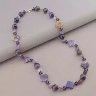 Намисто Аметист, Чеський кришталь 58 см. (срібло 925 проба)