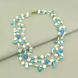 Намисто Перламутр, Бірюза, Агат 56 см.