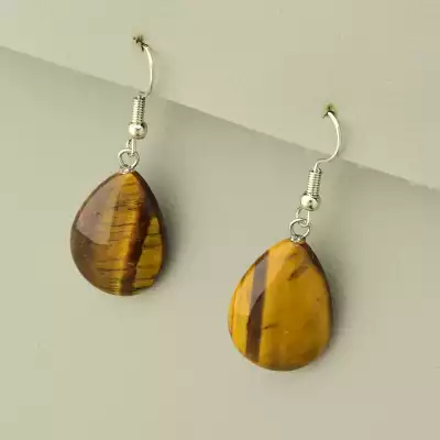 Сережки з підвіскою петля Тигрове око