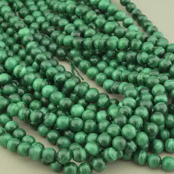 🏷️️ Намистини Малахіт 40 см. 5,7 мм. на нитці (натуральне каміння, без застібки) ss_99993