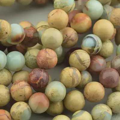 🏷️️ Намистини Яшма 38 см 6 мм на нитці (натуральне каміння, без застібки) F-73216