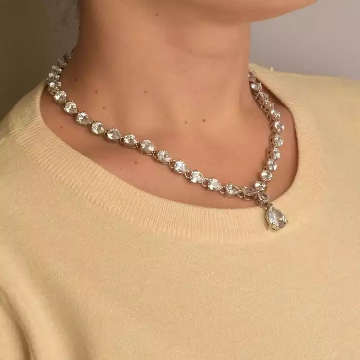 🏷️️ Підвіска Abella Фіаніт 41 см (родій) ss_93647