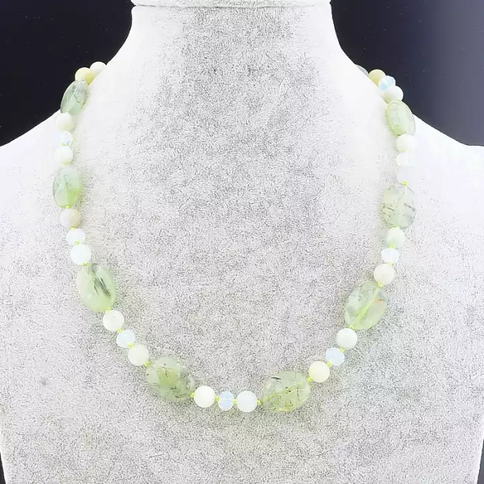 🏷️️ Намисто Пренит, Морганит, Чеський кришталь 52 см. ss_86513