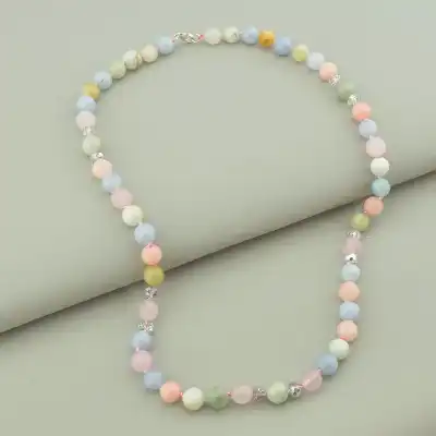 🏷️️ Намисто Морганіт срібло (925 проба) 50 см. F-94556